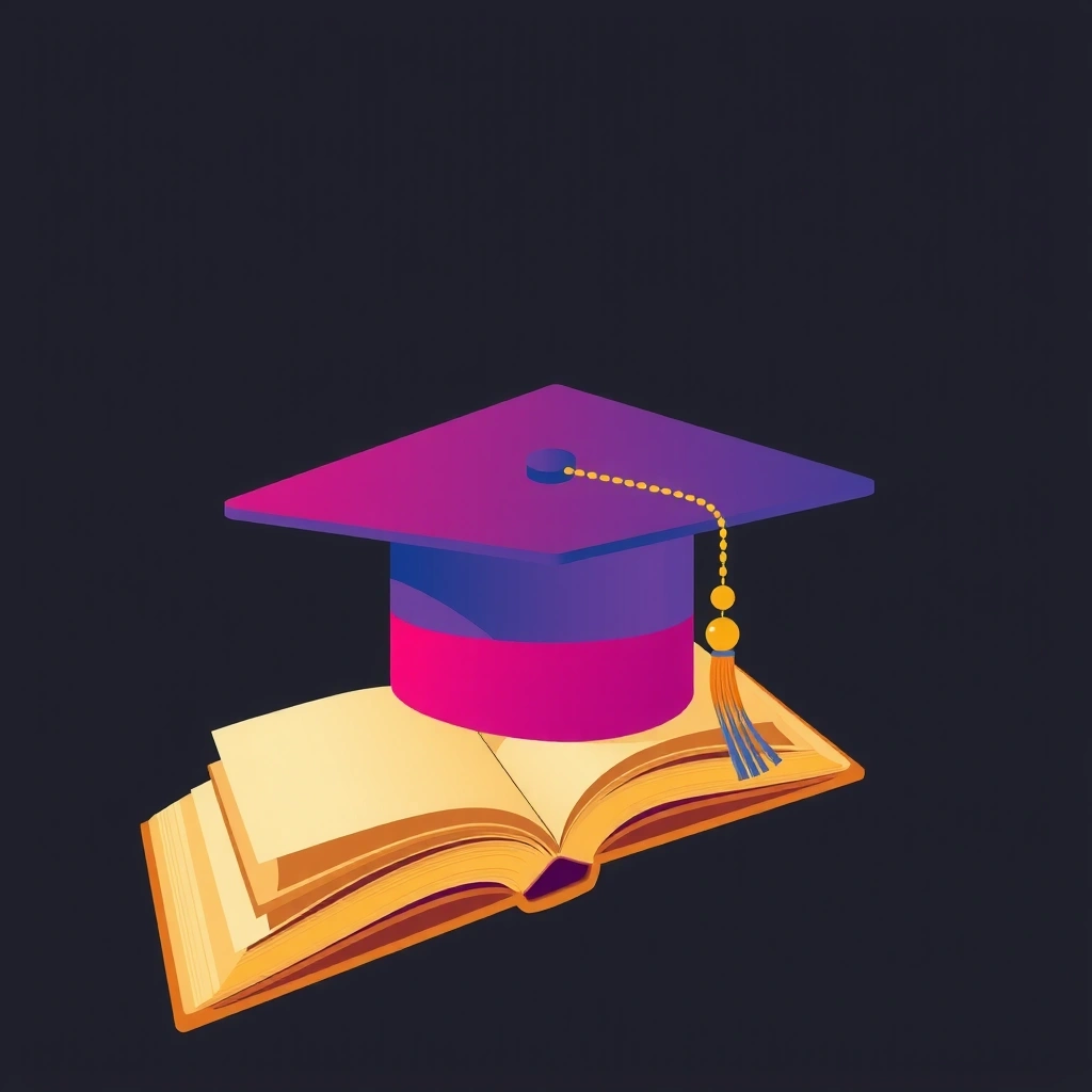 Stilisierter Doktorhut und ein aufgeschlagenes Buch, symbolisiert Expertenwissen und wissenschaftliche Fundierung.